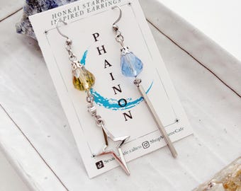 Phainon Earrings Silver | Honkai Star Rail Inspired | Cosplay Accessory | Asymmetrical Jewelry | Unisex Style | HSR | Cafe Calico
