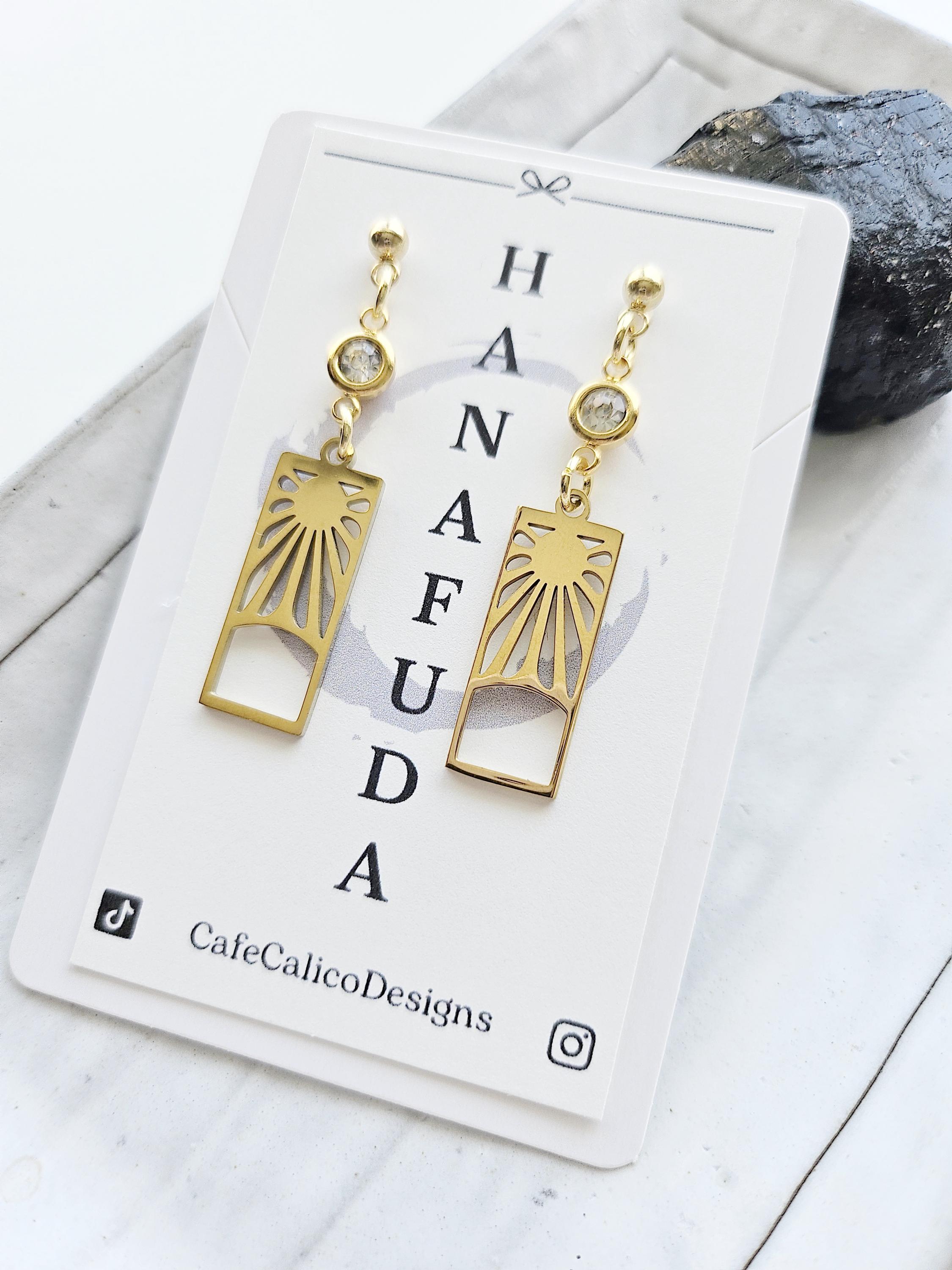 Hanafuda Earrings Japanese Inspired Jewelry Stainless Steel Statement Earrings Summer Jewelry Anime Inspired