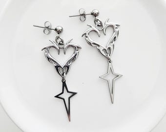 Soft Grunge Earrings | Alt Jewelry | Angel Core | Y2K Style | Silver Drop Earring | Gift for Girlfriend | 90s Style | Stocking Stuffer