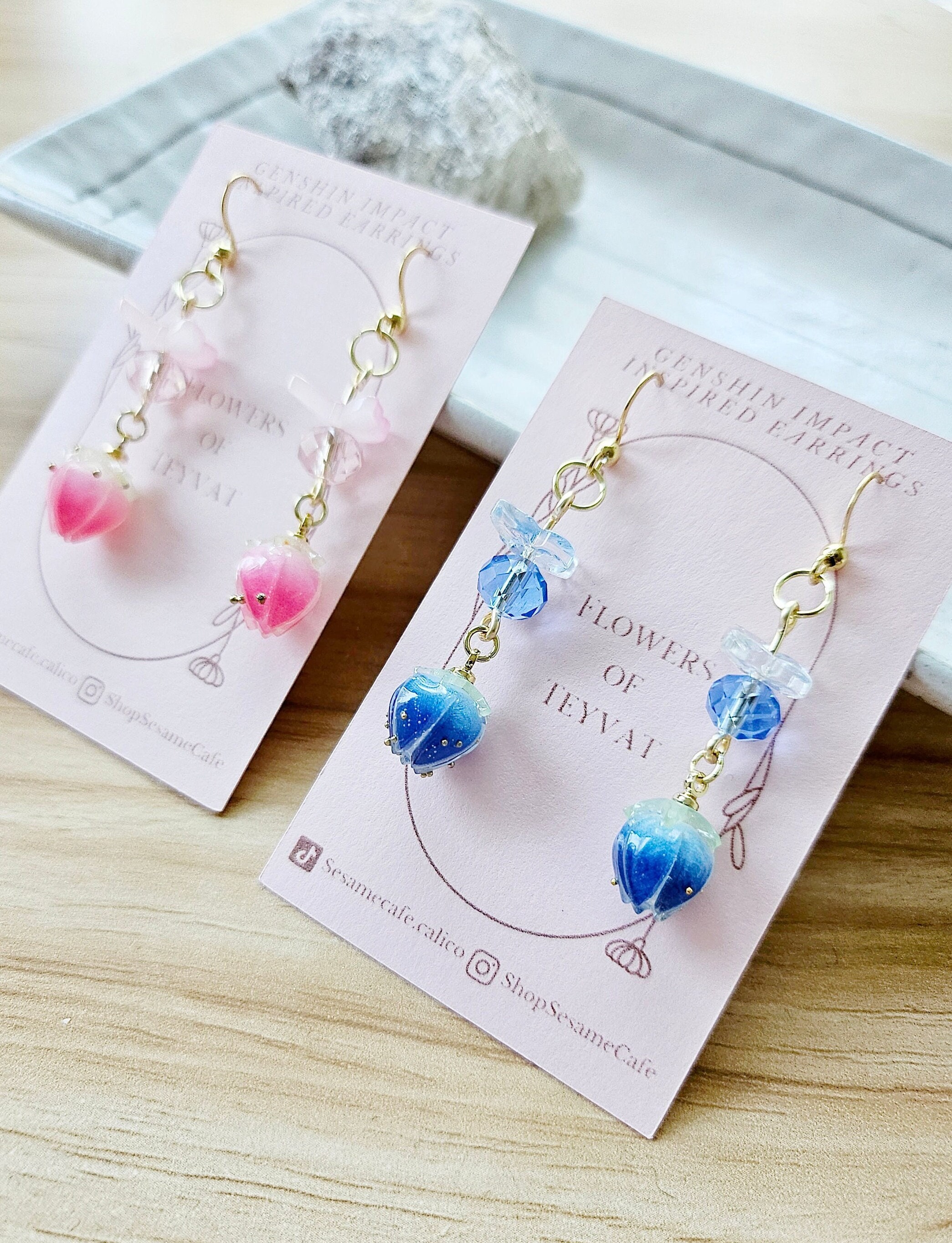 Flowers of Teyvat | Genshin Impact Inspired Earrings | Gift for Genshin Fan | Handmade Earrings | Designer Jewelry | Delicate Floral Style |