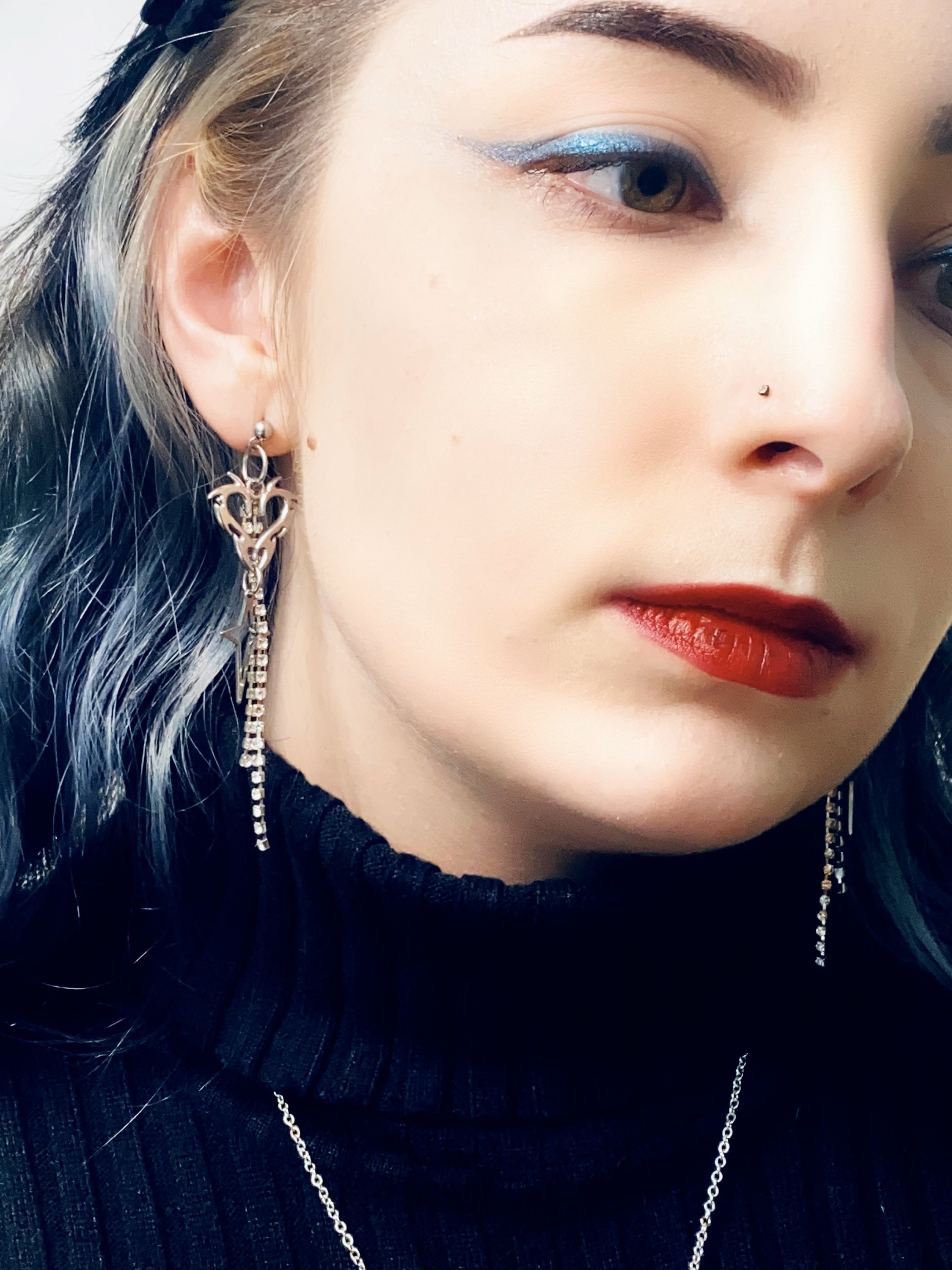 Angel Earrings | Alt Jewelry | Soft Grunge | Y2K Style | Silver Drop Earring | Gift for Girlfriend | 90s Style | Kpop Earrings