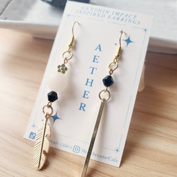 Aether Traveler Earrings | Genshin Impact Inspired | Cosplay Earrings | Handmade Earrings | Lowkey Anime | Genshin Merch | Unisex Earring