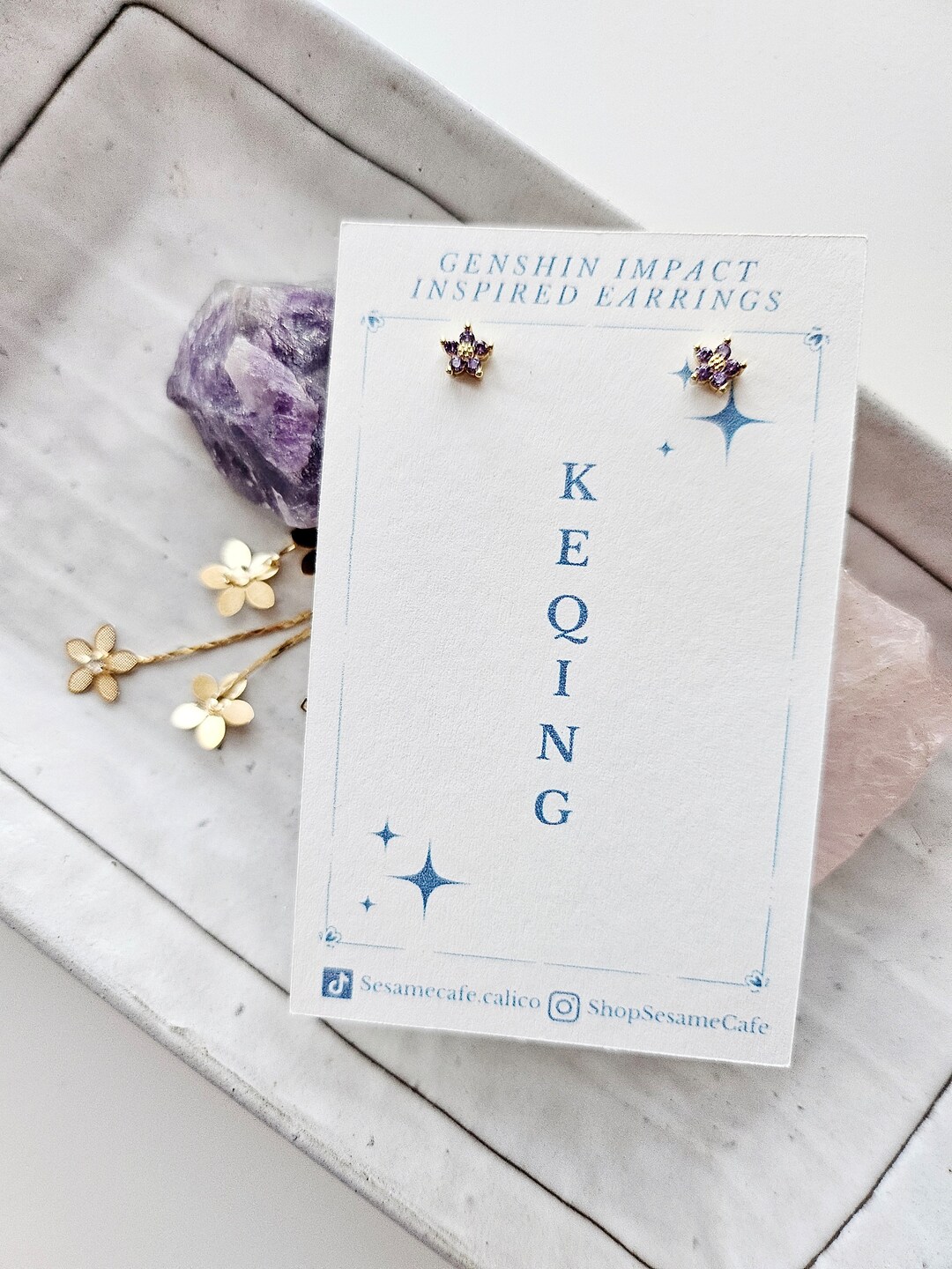 Keqing Stud Earrings Genshin Impact Dressy Earrings Special Occasion