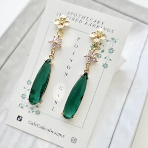 Poison Girl Earrings | Apothecary Inspired | Anime Inspired Stainless Earrings Unisex Style | Floral Pendant Drop Earrings | Fandom Jewelry