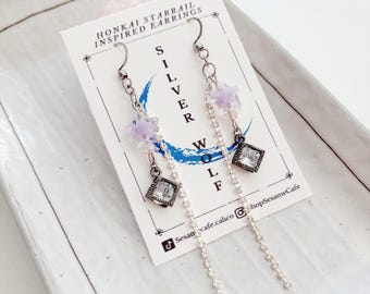 Silver Wolf Star Earrings | Honkai Star Rail Earrings  | Cosplay Earrings | Handmade Earrings | Designer Jewelry | Gamer Girl Accessories