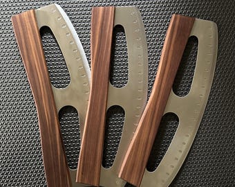 16-Inch Pizza Rocker Cutter Blade with Walnut or Cherry Handles