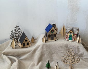Laser Cut Basswood Gingerbread House - Unique DIY Holiday Decor
