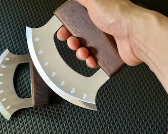 Alaskan Ulu Knife with Walnut handle — Handcrafted Traditional Utility Knife