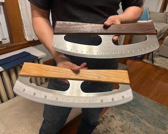 16-Inch Pizza Rocker Cutter Blade with Walnut or Cherry Handles
