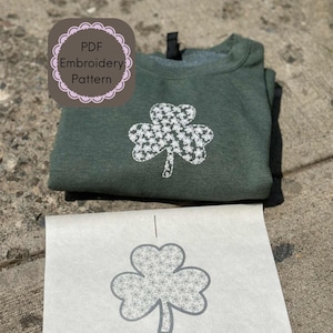 Shamrock Hand Embroidery Pattern: Clover Sweater Design (PDF Pattern)