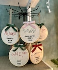 Child Handwriting Keepsake Embroidery Christmas Loop Ornament - Personalized Christmas Gift - Special Hand Embroidered
