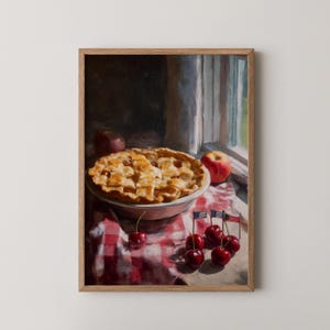 Cherry Pie Kitchen Wall Art Rustic Fall Printable Cozy Warm Vintage Painting Farmhouse Americana Kitchen Decor Digital Download 580