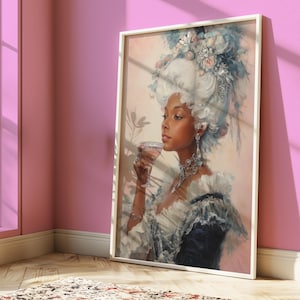 Luxurious Portrait of Marie Antoinette -  Vintage Oil Painting, Romantic Rococo Art, Regal French Style Wall Decor, Digital Download 350