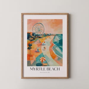 Myrtle Beach South Carolina Poster - Retro Coastal Wall Art, Bright Travel Print, Summer Beach Decor, Digital Seaside Poster 362