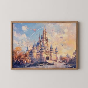 Verzaubertes Schloss in einem verträumten Himmel Magie Aquarell Gemälde Romantisches Königreich Kunst Wunderliche Mädchen Wand Dekor Printable 119