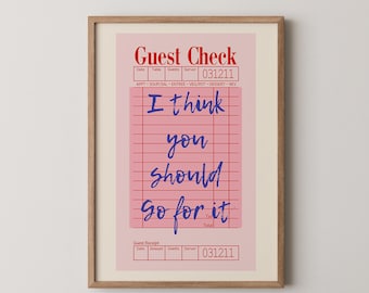 Retro Guest Check Print: Motivational Kitchen Art (Digital Download)