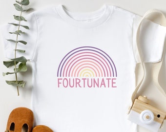 Fourtunate vierde verjaardag peuter T-shirt, 4e verjaardag, schattige peuter Tee, verjaardag TShirt, genderneutrale verjaardag, peuter verjaardagscadeau