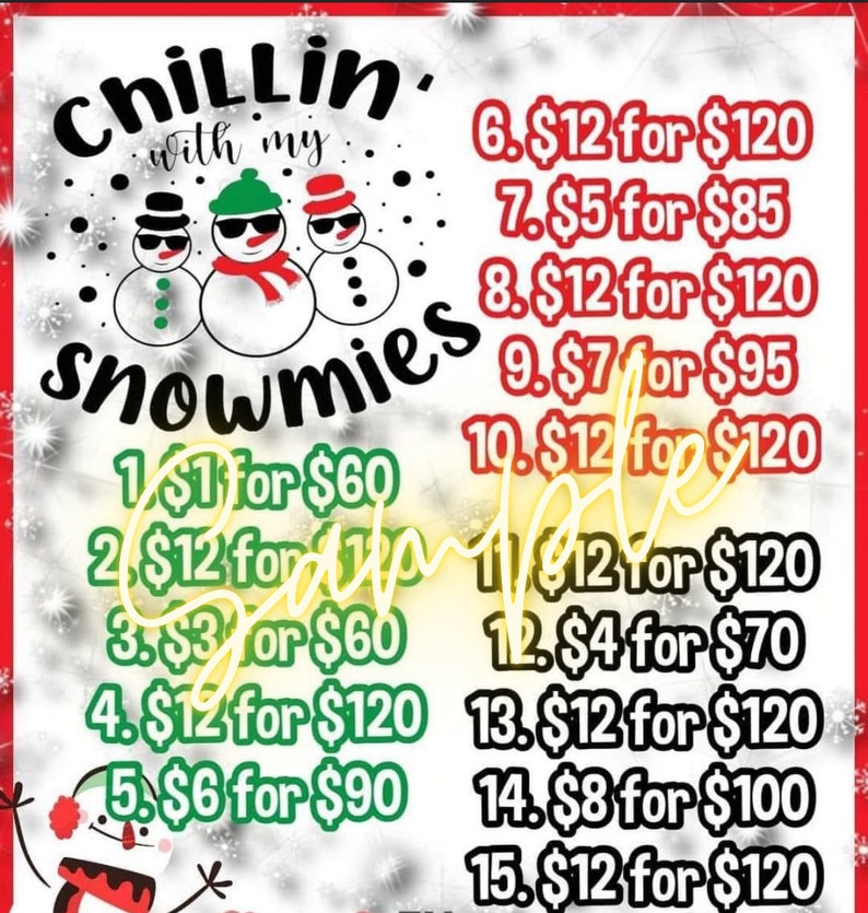 Bingo Raffle Board Etsy