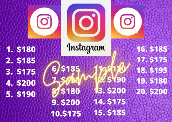 Instagram Bingo Raffle Board - Etsy