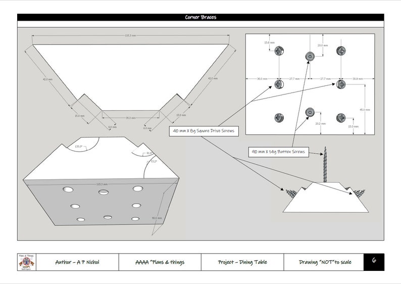 Shaker Style Dining Table Drawings / Plans Etsy