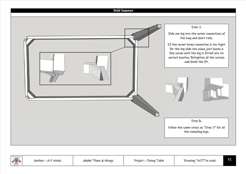 Shaker Style Dining Table Drawings / Plans Etsy