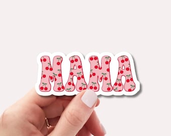 Pegatina Cherry Mama / Pegatina de mamá con estética adorable / Calcomanía Coquette Mama / Pegatina de vinilo impermeable para botella de agua y portátil