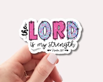 Pegatina "El Señor es mi fuerza" / Pegatina de vinilo con versículo bíblico cristiano / Calcomanía impermeable de fe / Pegatina religiosa para botella de agua