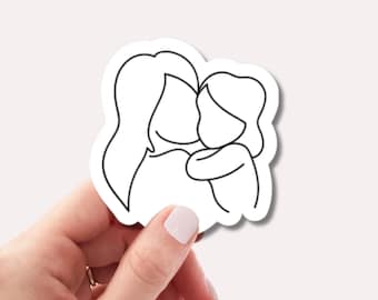 Pegatina de silueta de madre e hija • Pegatina de mamá niña • Bonita pegatina de vinilo impermeable para botella de agua y portátil • Calcomanía de maternidad