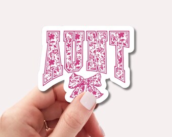 Pegatina para tía / Pegatina con lazo bonito / Pegatina de vinilo con nombre floral / Pegatina impermeable con estética femenina / Regalo para tía