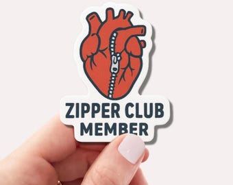 Pegatina de miembro del Zipper Club – Vinilo para concienciar sobre cardiopatías congénitas – Pegatina de guerrero del corazón de HLHS – Regalo de apoyo para cardiopatías congénitas