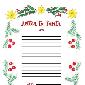 Descarga de Carta a Papá Noel, Descarga instantánea, Diversión navideña, Diversión navideña, Actividades para niños de Navidad, Querida Carta de Papá Noel