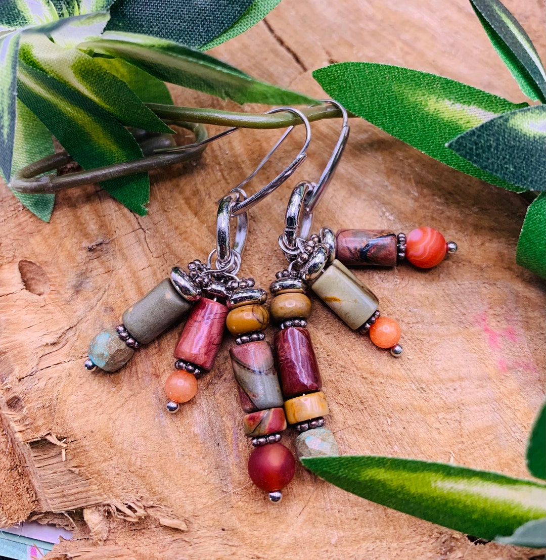 Small Silver Hoop Bead Earrings Hoop Bead Earrings Ceramic Etsy