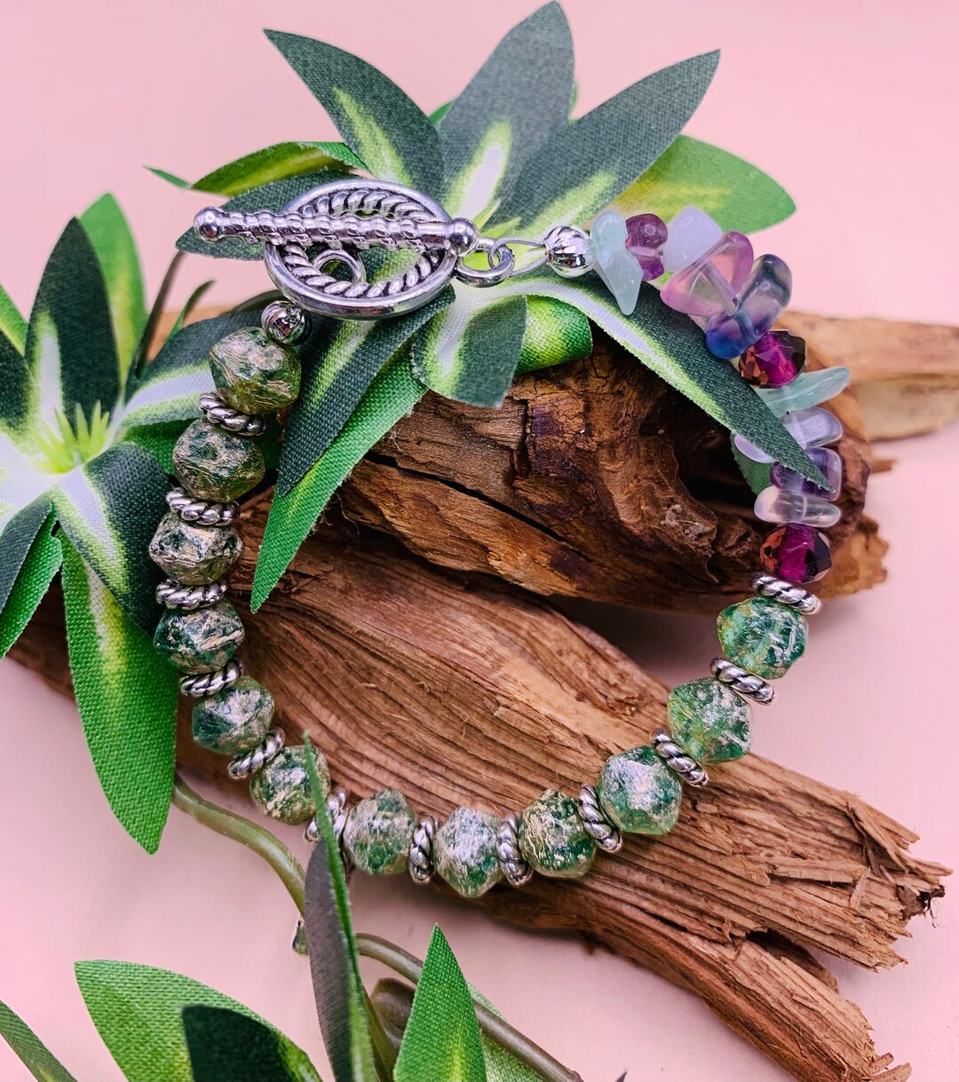 Peridot and Fluorite Bead Bracelet Colorful Fluorite Stones Etsy