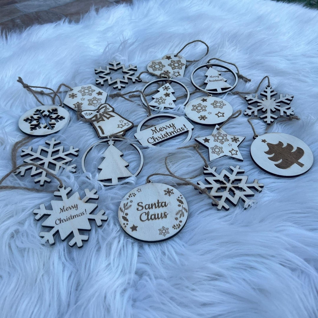 Laser engraved christmas tree ornaments svg dxf ai laser cut files