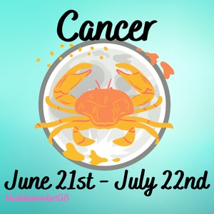 Blue Cancer crab astrology water sign abstract digital art print. Zodiac star sign Cancer crab.  Cancer crab horoscope digital art print.