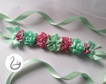 Mint green & pink | bun wreath for dancers | professional quality ballerina hair accessory | dancer gift | hair flowers