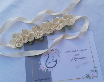 Cream bunwrap | bun wreath for dancers | professional quality ballerina hair accessory | dancer gift | hair flowers