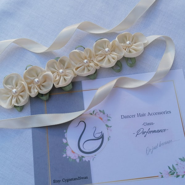 Wrap à la crème | couronne de chignon pour danseurs | accessoire pour cheveux ballerine de qualité professionnelle | cadeau de danseuse | cheveux fleurs