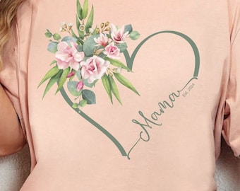 Custom Mama Shirt, Mom Shirt With Kids Names, Mother’s Day Gift, Gift For Mom, Personalized Grandma T-shirt, Plus Size Mommy Tees, Mama Tee