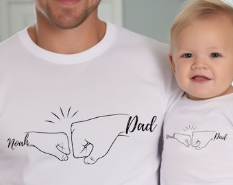 Custom Fist Bump Shirt, Father's Day Gift, Christmas Dad and Son Shirt, Personalized Xmas Dad Shirt, Dad Matching Son Daughter Tee