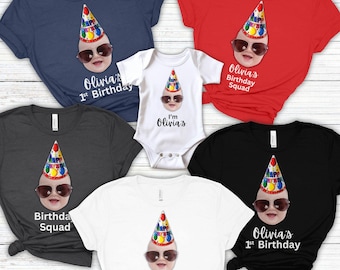 Custom Photo Birthday T-Shirt: Party Squad Tee