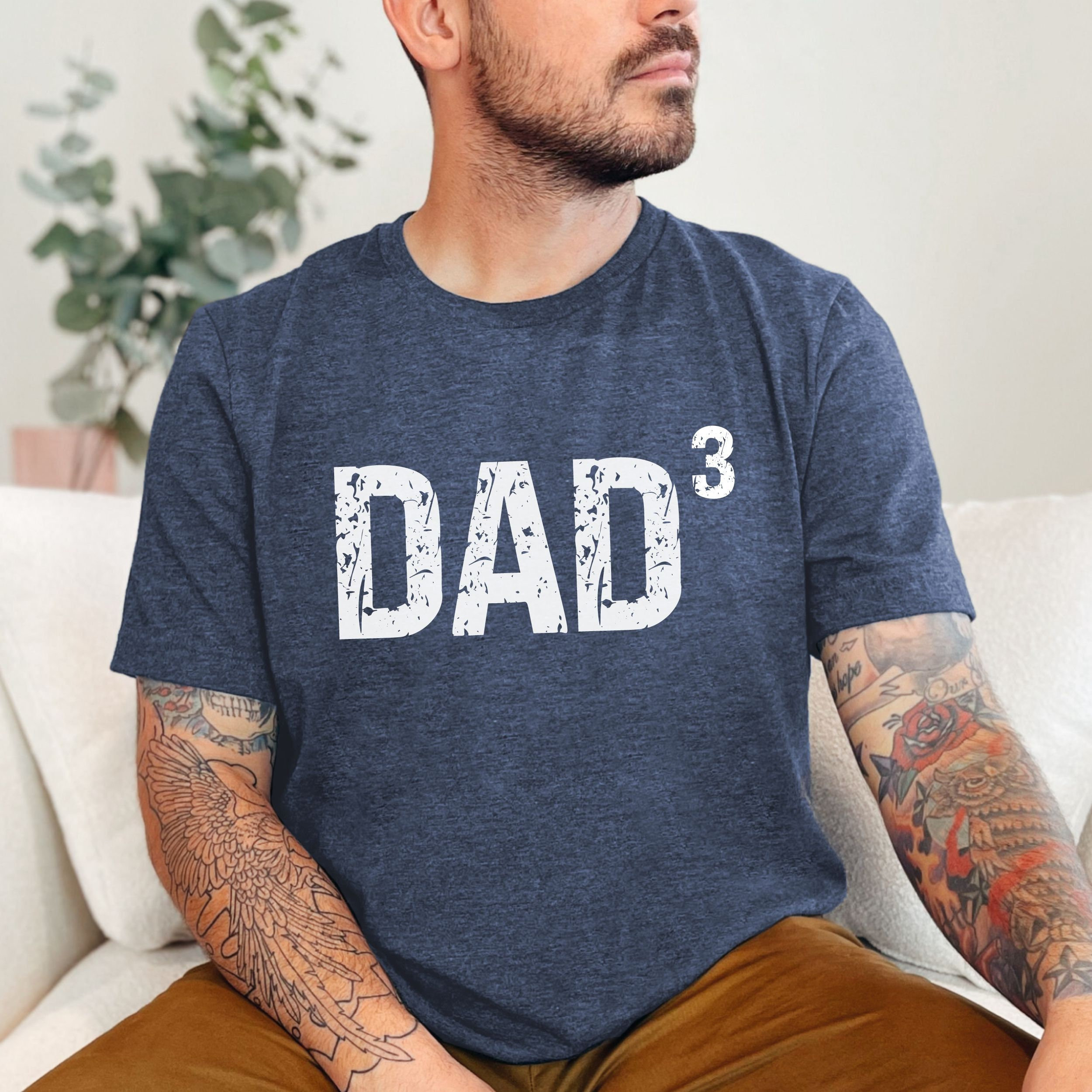 Dad Cubed - Three Kids Dad Distressed T-Shirt Dad Cubed - Three Kids Dad Distressed T-Shirt