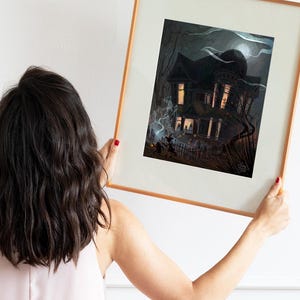 Stampa della casa di Pasadena, 8 x 10 - Illustrazione digitale, Los Angeles, dipinto di Pasadena, casa di Halloween, Craftsman Home, California Art