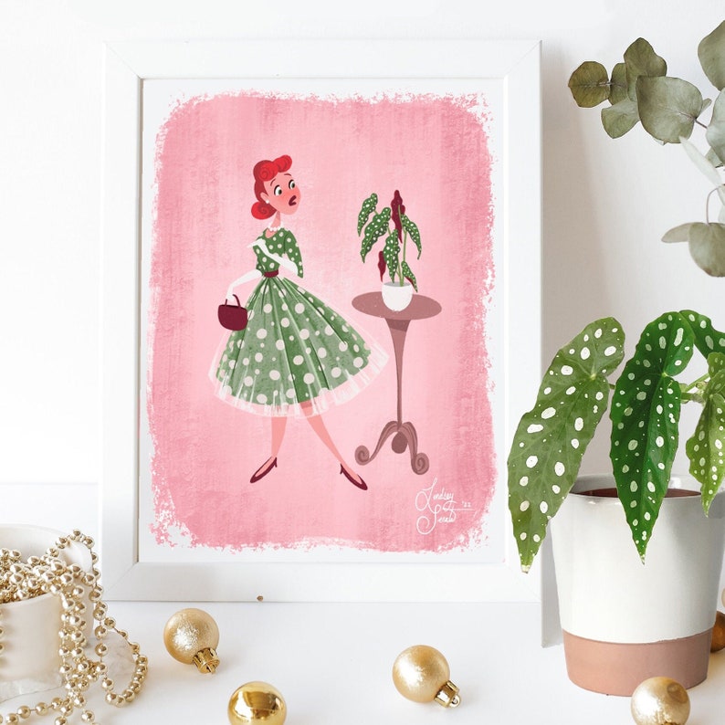 1950's Plant Girl PRINT 11 X 14 Botanical Art Etsy