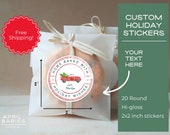20 Holiday Recipe Personalized Stickers, Christmas Cookie Stickers, Vintage Red Truck Label, Baked Gift, 2 Inch Round