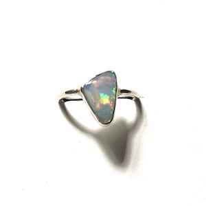 Australian Coober Pedy 0.8 Carat Opal Sterling Silver Ring
