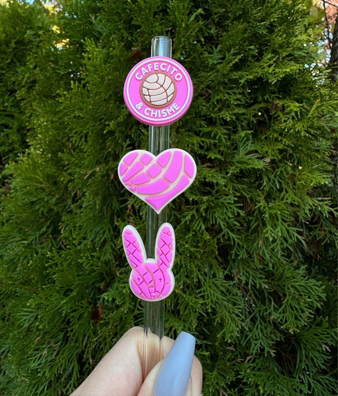 Cafecito & Chisme Straw Topper/ Heart Concha Straw Topper / Bad Bunny ...