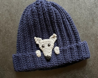 Greyhound Dog Peek-a-boo Hat Crochet Pattern - Whippet Beanie (PDF Download)
