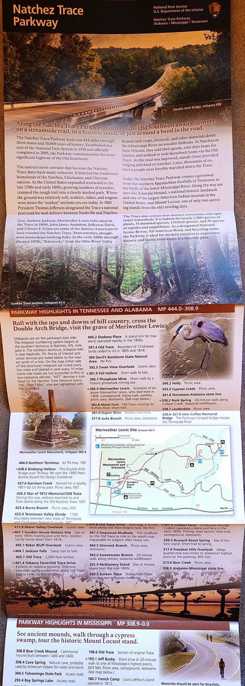 Natchez Trace Parkway Official NPS Guide Map Brochure National Parks ...