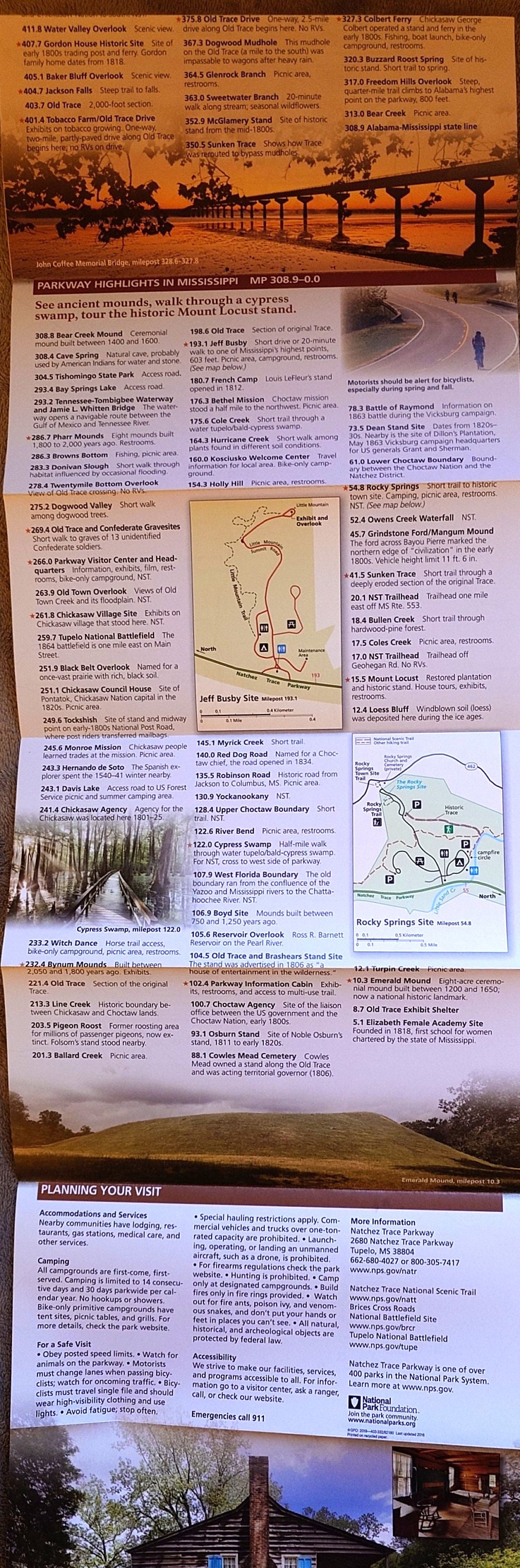 Natchez Trace Parkway Official NPS Guide Map Brochure National Parks ...